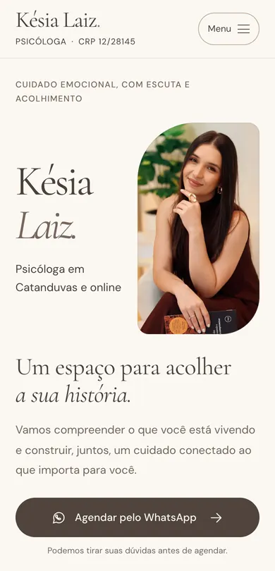 O mesmo site da Késia Laiz aberto no celular